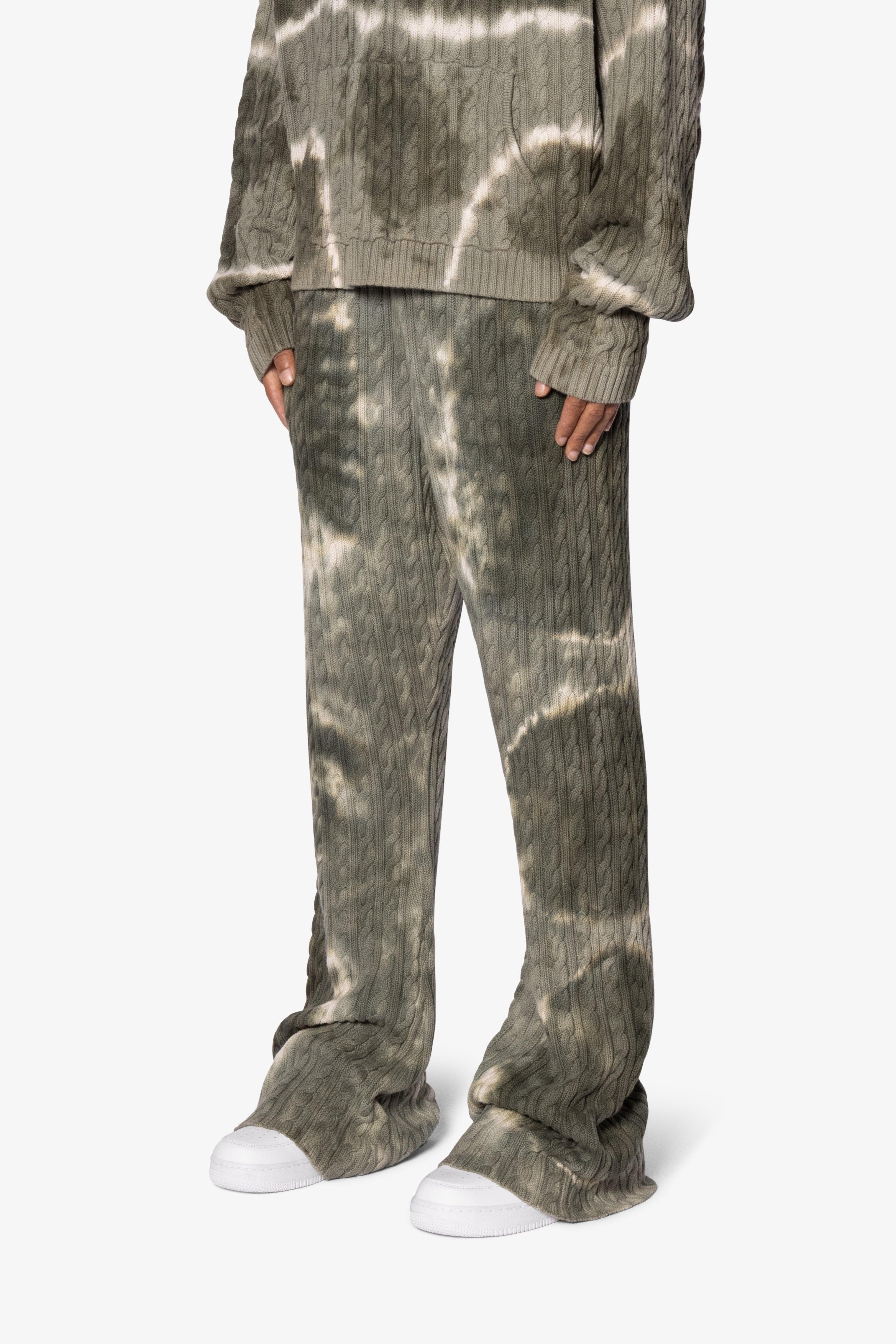 Tie Dye Cable Knit Sweatpants - Olive Product Image