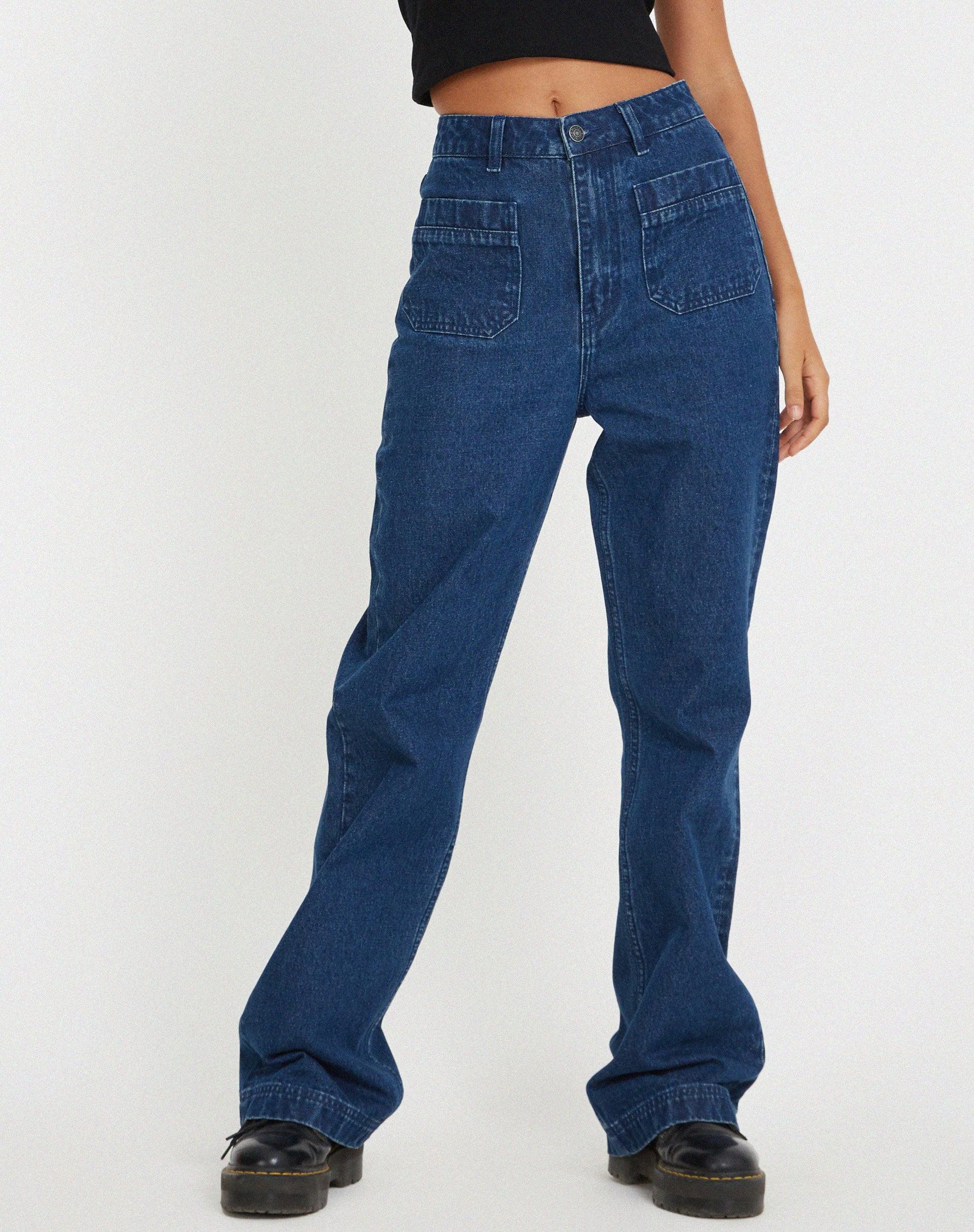 Retro Pocket Flare Jeans in 90's Indigo product image