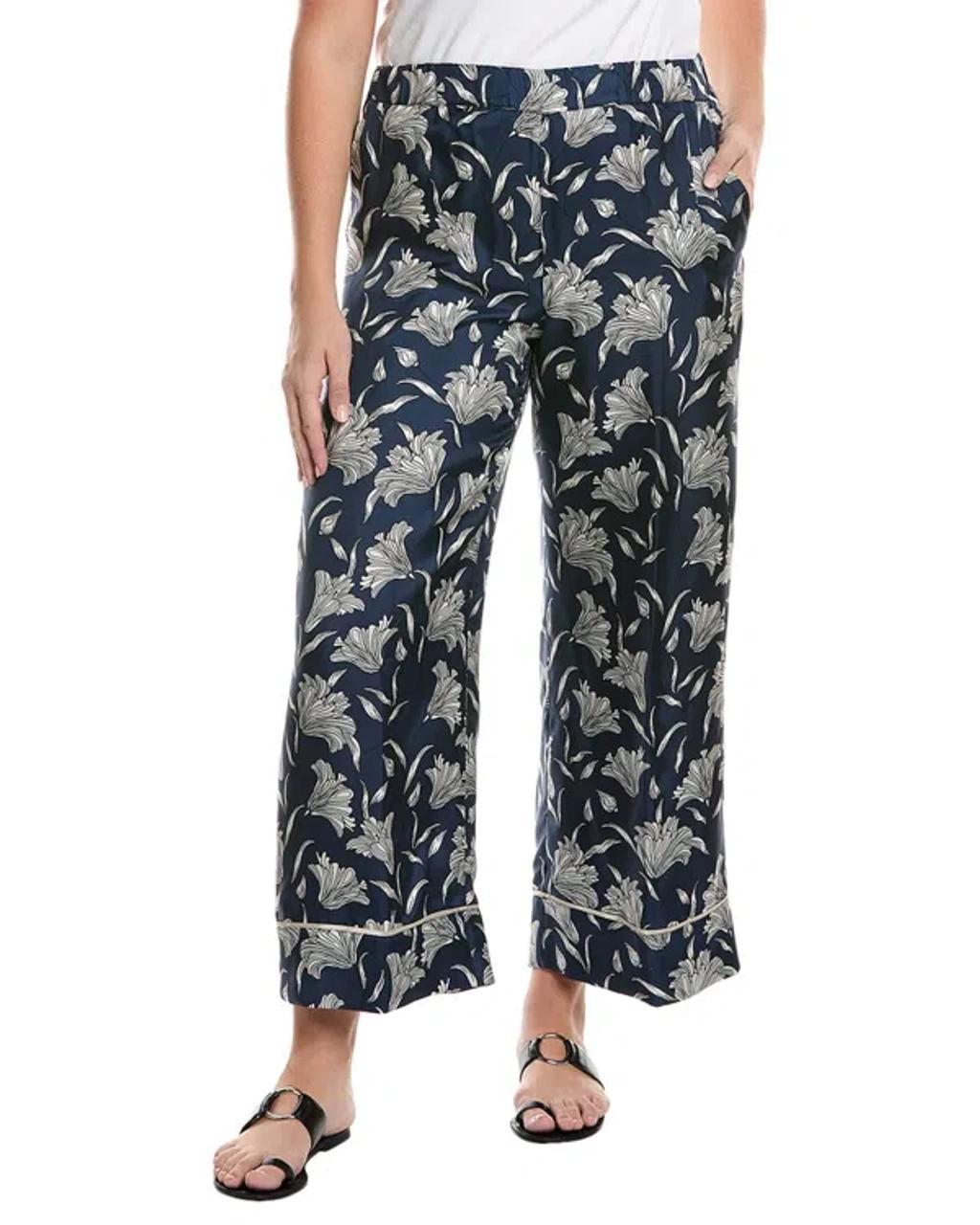 Weekend  Plus Nabulus Long Silk Trouser In Blue Product Image