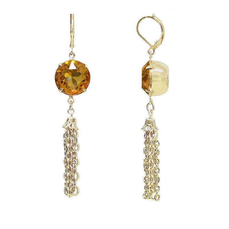 1928 Gold Tone Simulated Topaz Tassel Drop Earrings, Womens, Yellow Product Image