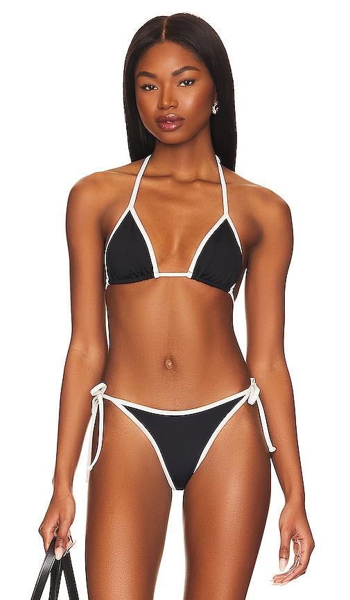 L*SPACE Lotus Bikini Top in Black. - size M (also in L, S, XL, XS) Product Image