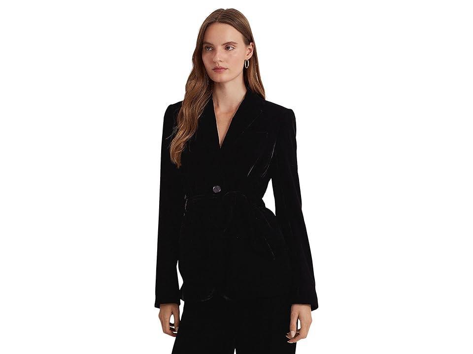 Lauren Ralph Lauren Belted Velvet Blazer Women's Jacket Product Image