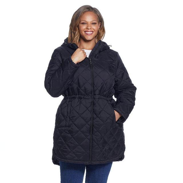 Plus Size Weathercast Hood Quilted Anorak Jacket, Womens Black Product Image