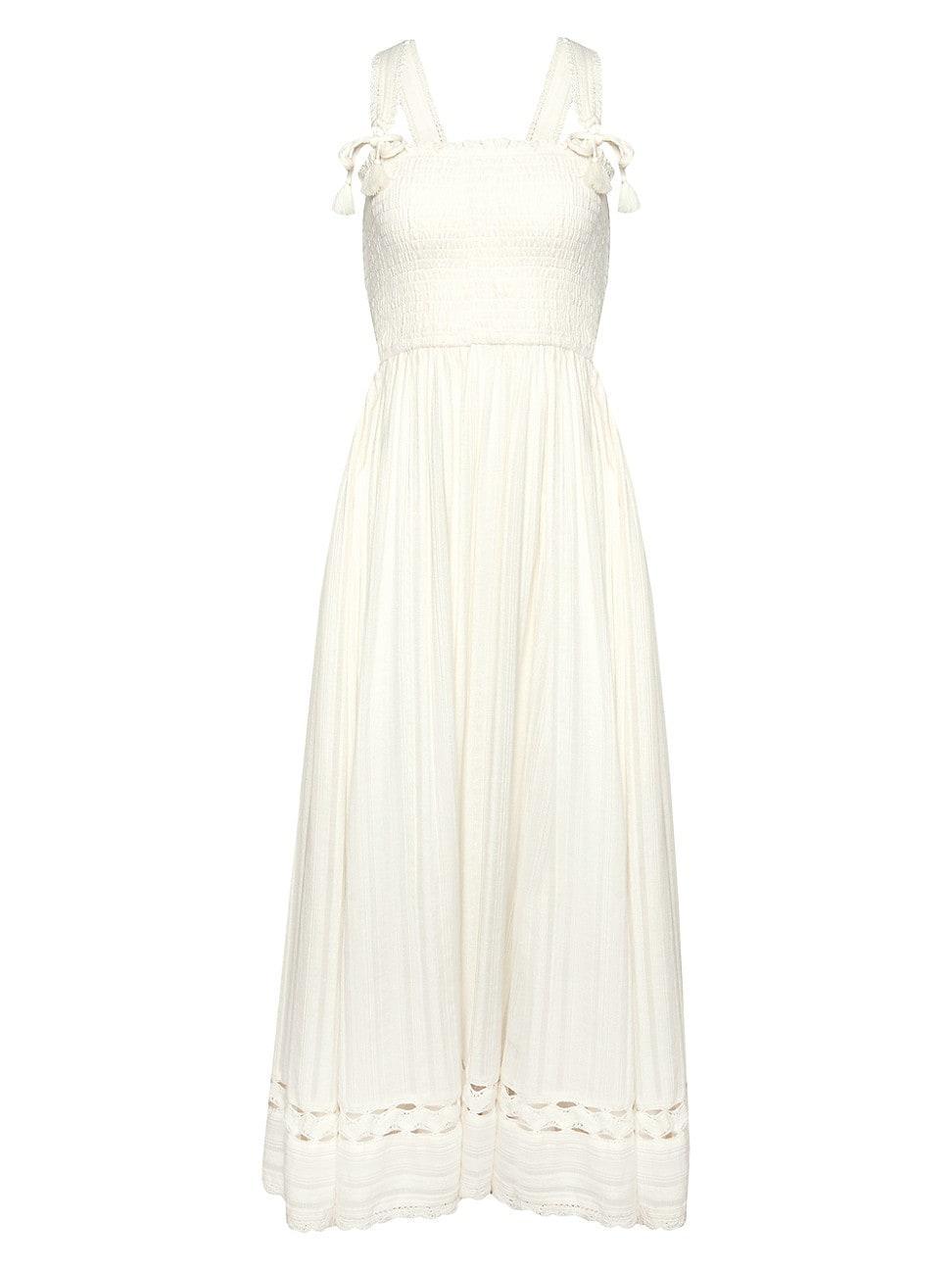 Womens Jo Eyelet-Trimmed Smocked Maxi Dress Product Image