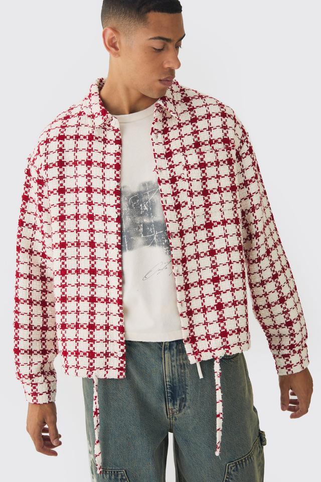 Oversized Bungee Hem Plaid Overshirt | boohooMAN USA Product Image