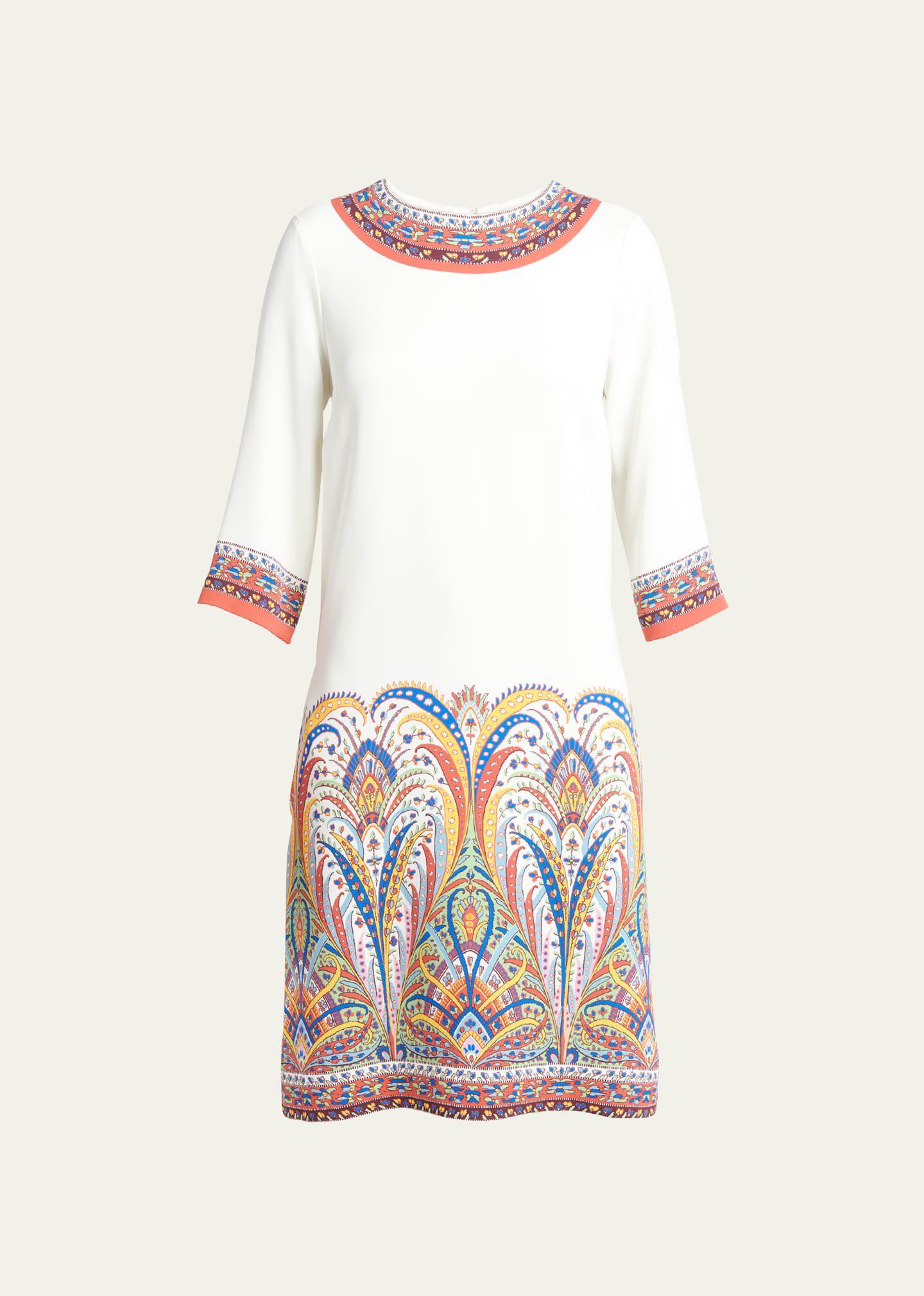 Kaleidoscope Short-Sleeve Silk Sheath Dress Product Image