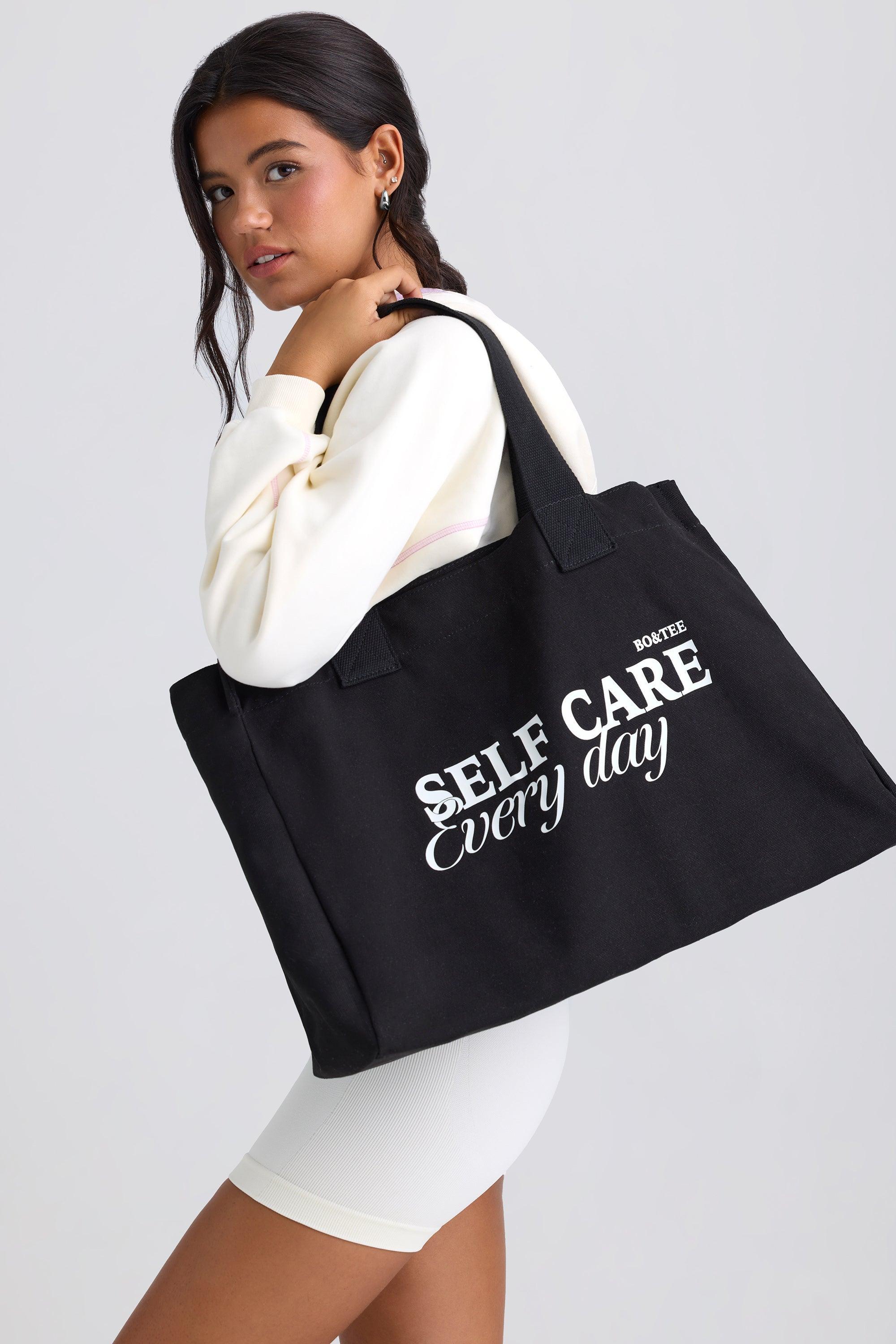 Oversized Canvas Tote Bag in Black Product Image