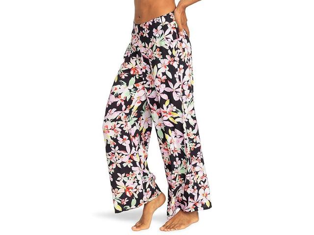 Roxy Midnight Avenue High Rise Tropical Floral Print Wide Leg Pants Product Image