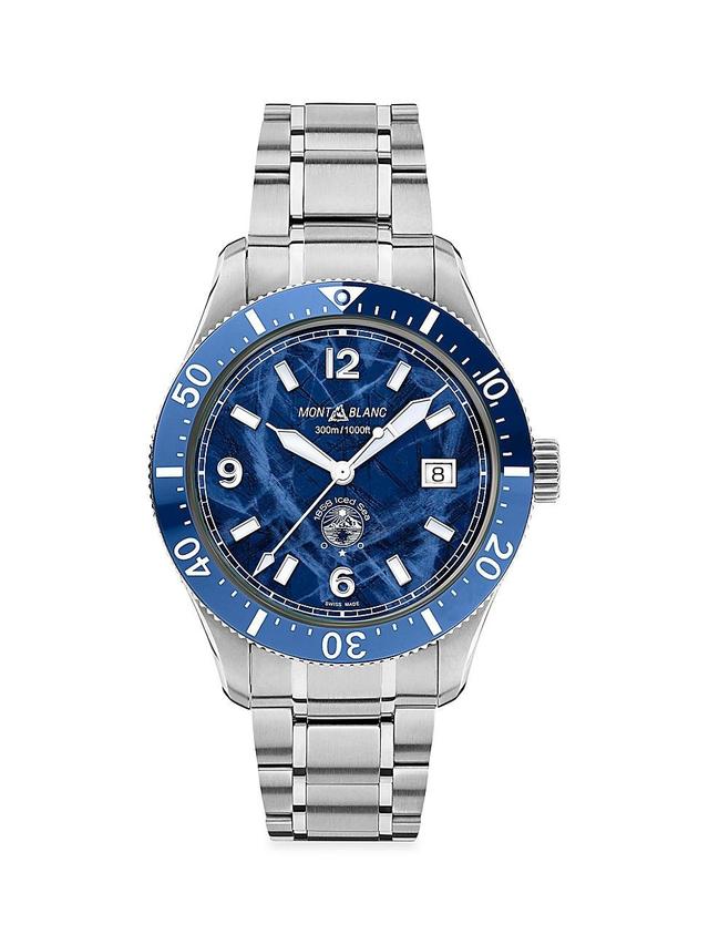 Mens 1858 Iced Sea Stainless Steel & Ceramic Bracelet Watch Product Image