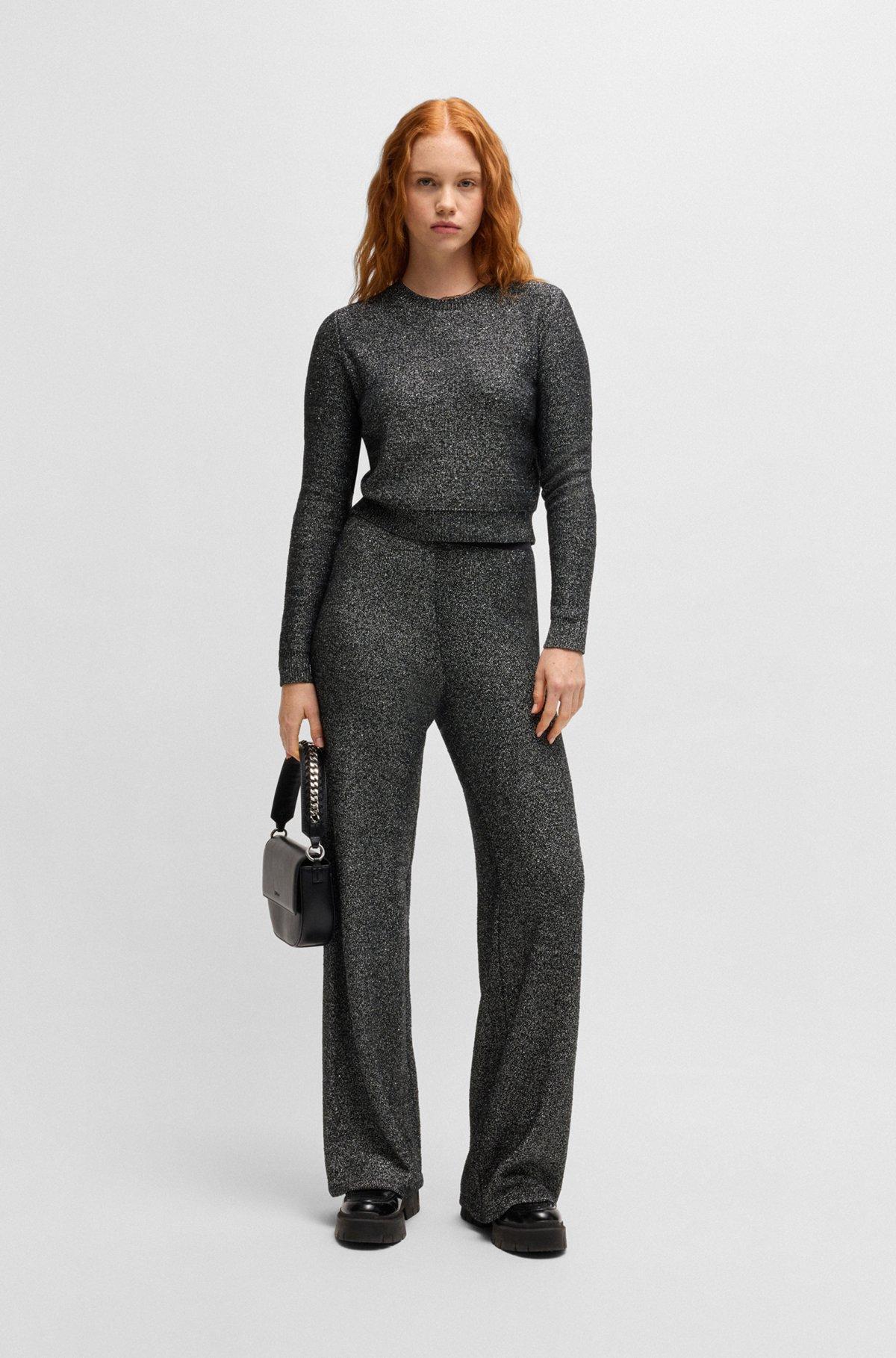 Cropped slim-fit sweater with sequin embellishment Product Image