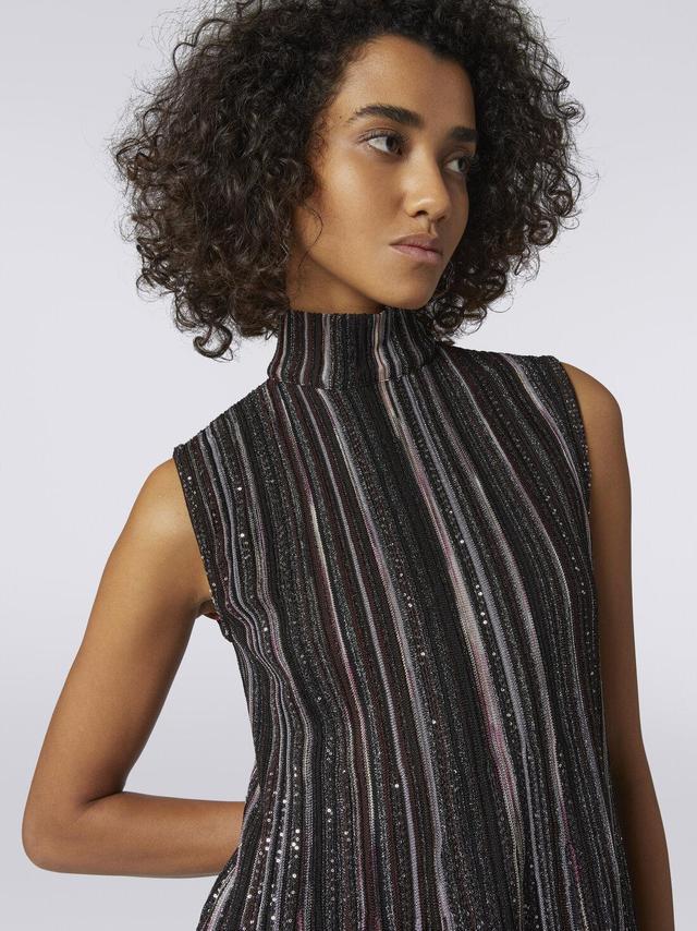 High-neck viscose blend mini dress with sequins Multicoloured | Missoni Product Image