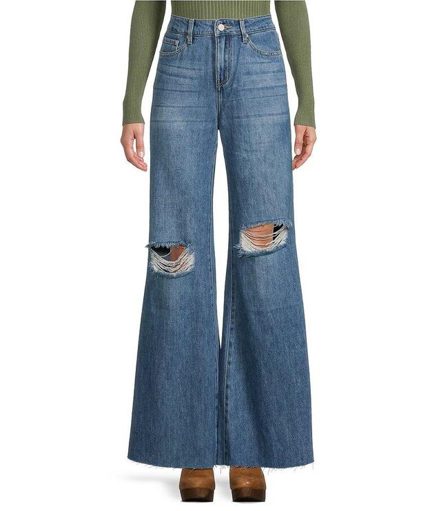 Prosperity Denim High Rise Patch Pocket Wide Leg Cropped Jeans Product Image