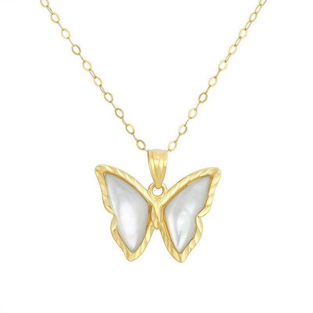 Taylor Grace 10k Gold Mother-of-Pearl Butterfly Pendant Necklace, Womens Product Image