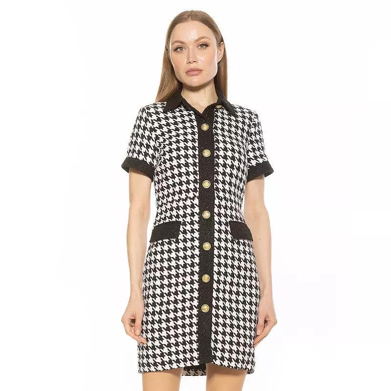 Womens ALEXIA ADMOR Jenni Button Down Tweed Shirt Dress Product Image