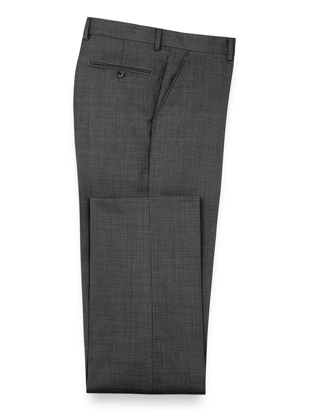 Sharkskin Flat Front Pants - Charcoal Product Image