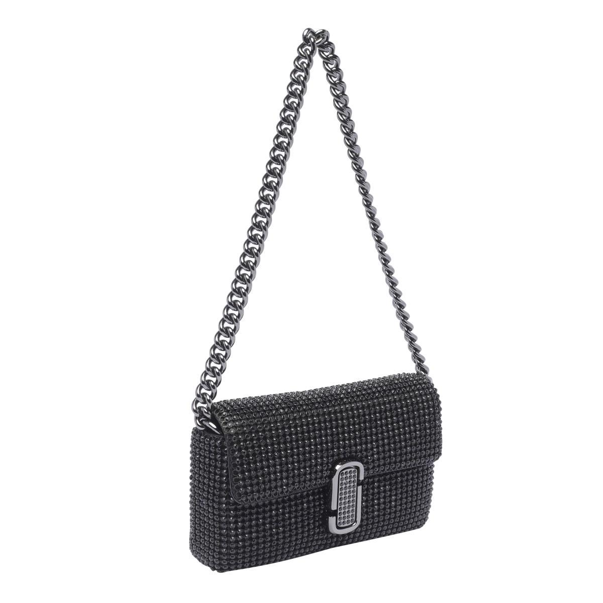 The Rhinestone J Marc Mini Shoulder Bag In Black Product Image