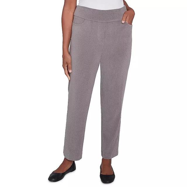 Womens Alfred Dunner Knit Corduroy Pull-On Average Length Pants Grey Product Image