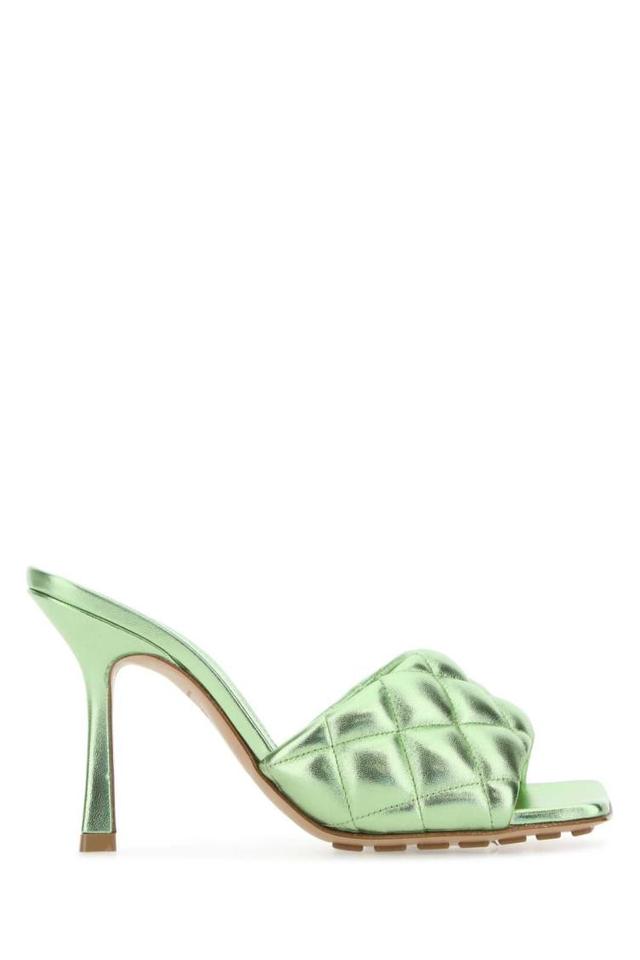 90mm Padded Quilted Leather Sandals In Light Green Product Image