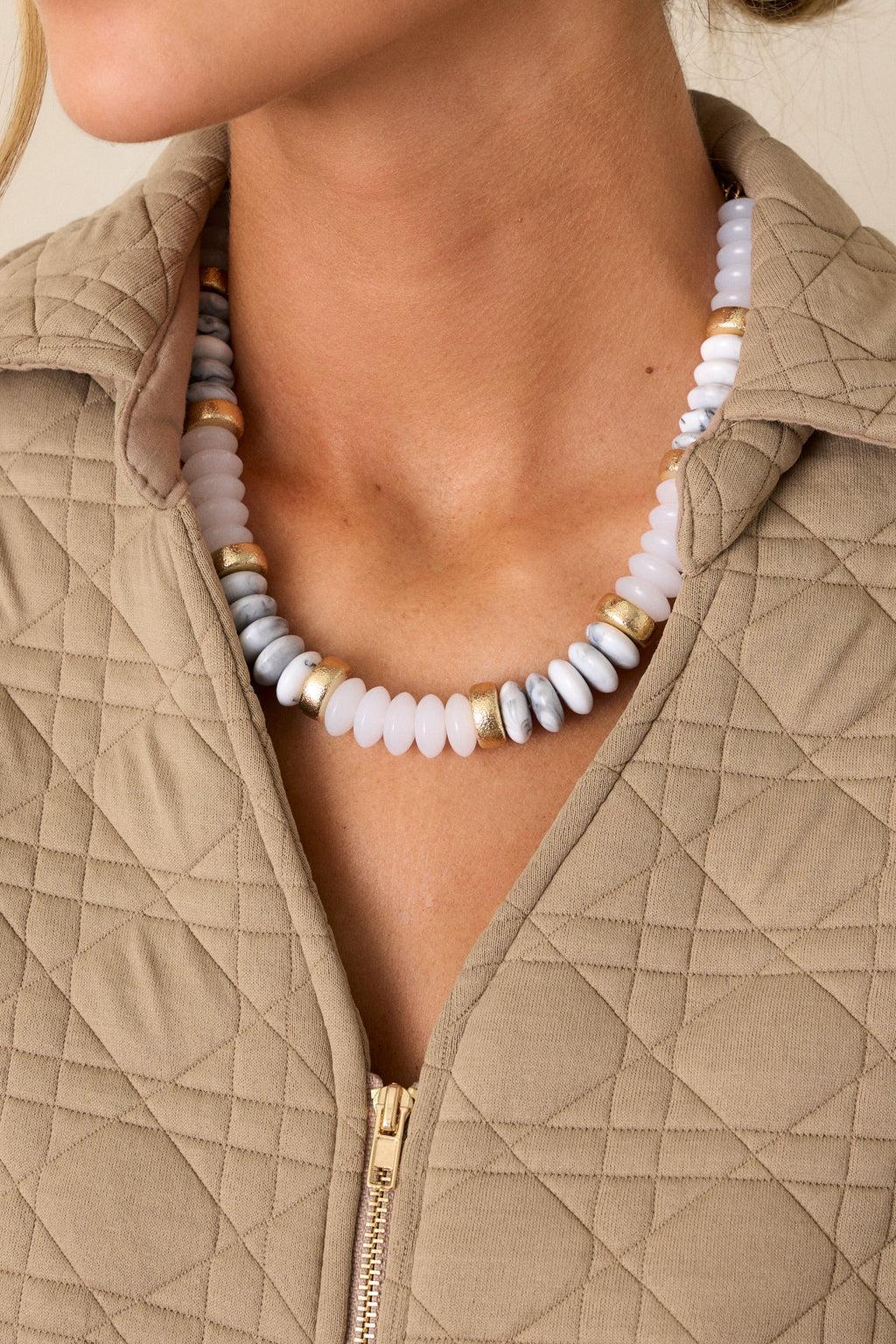 Clear As Day Ivory & Gold Beaded Necklace Product Image