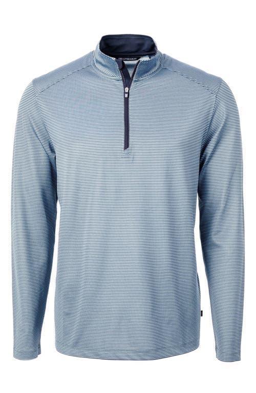 Cutter  Buck Virtue Eco Pique Micro Stripe Mens Quarter Zip Shirt Product Image