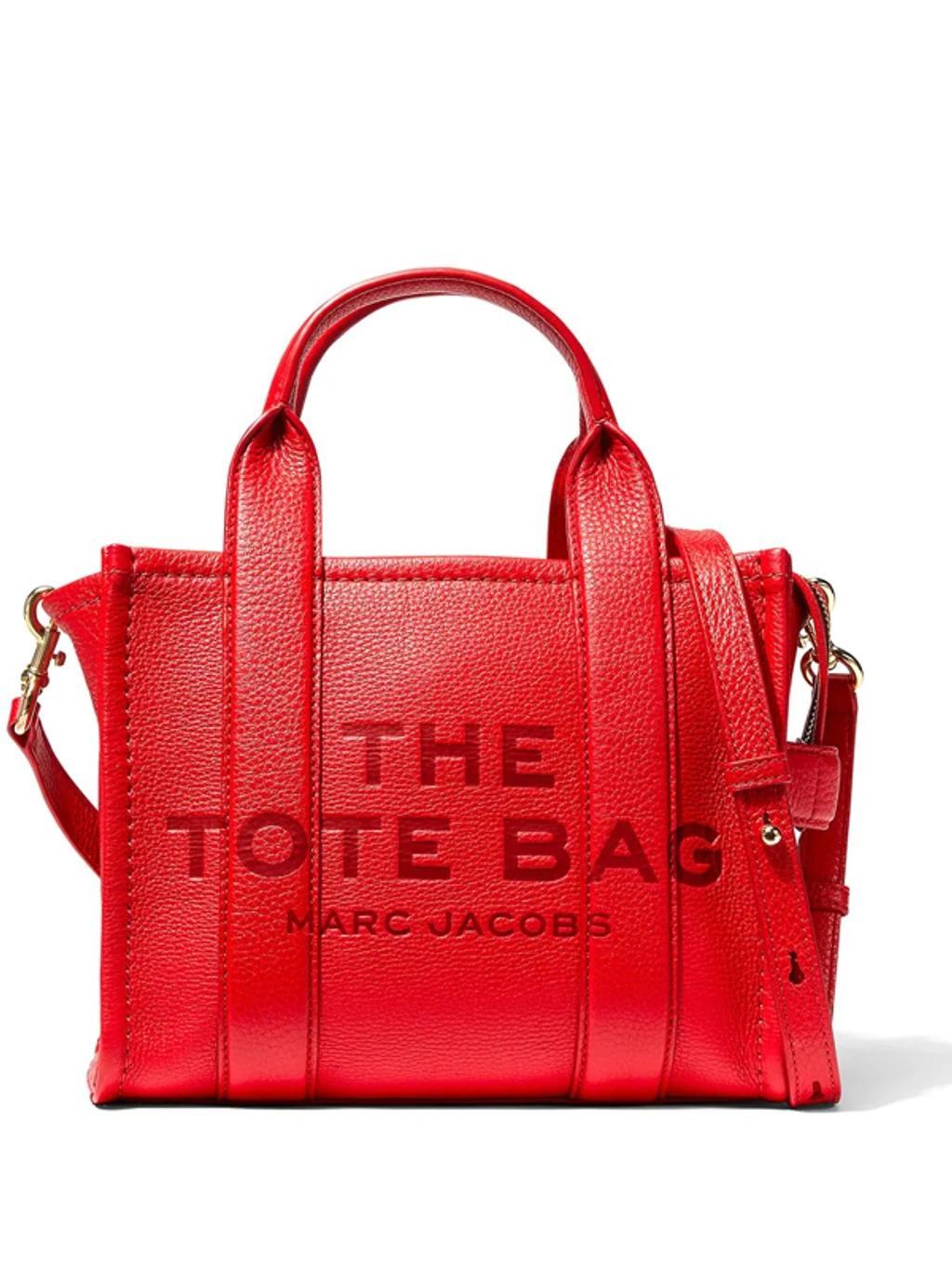 The Leather Mini Tote Bag In Red Product Image