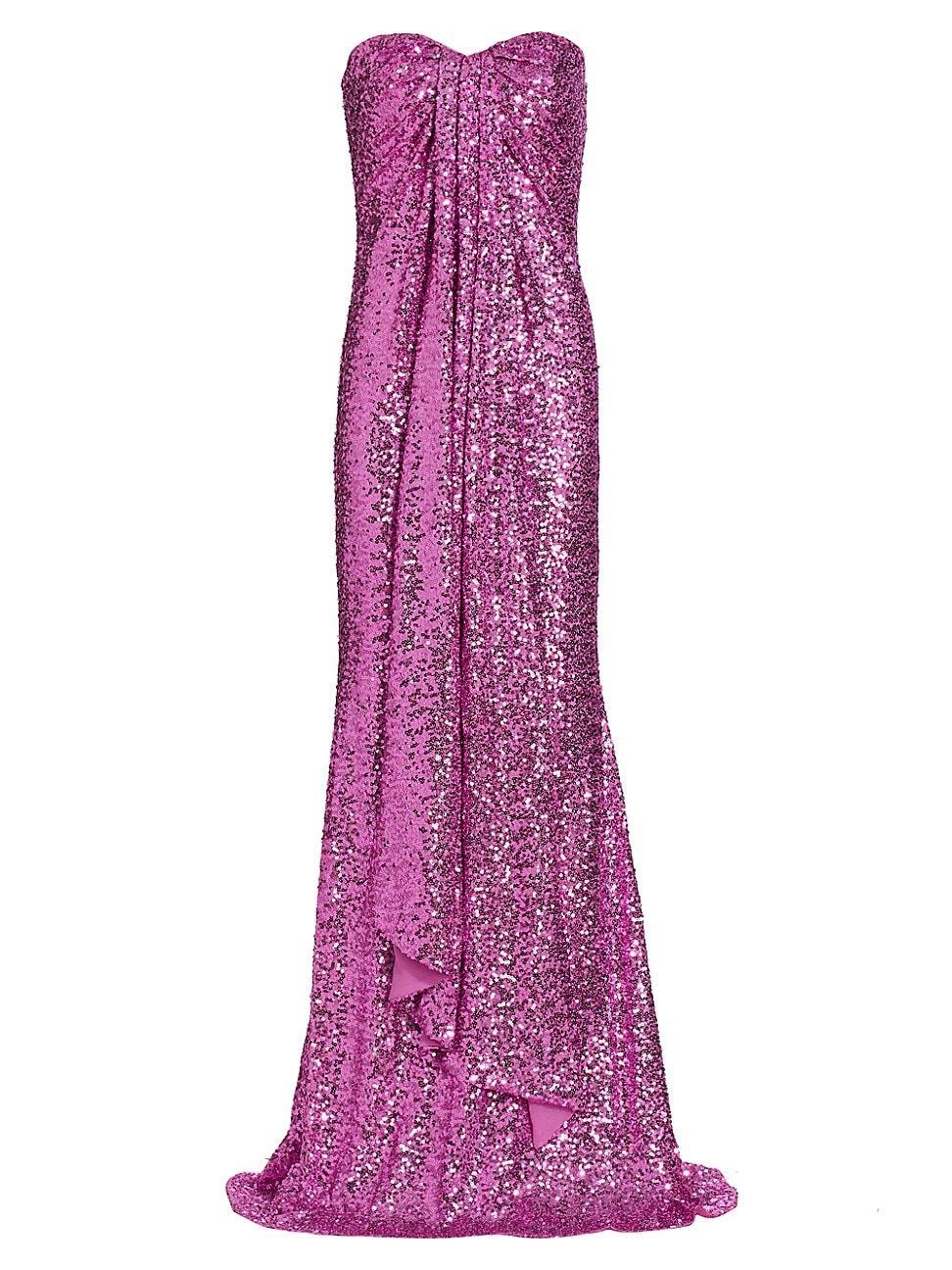 Womens Sequin Floor-Length Strapless Gown Product Image