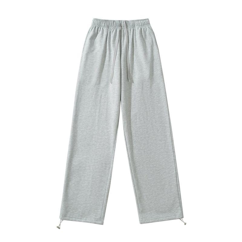 Drawstring Waist Plain Straight Leg Sweatpants Product Image