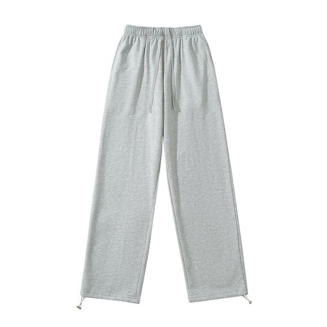 Drawstring Waist Plain Straight Leg Sweatpants Product Image