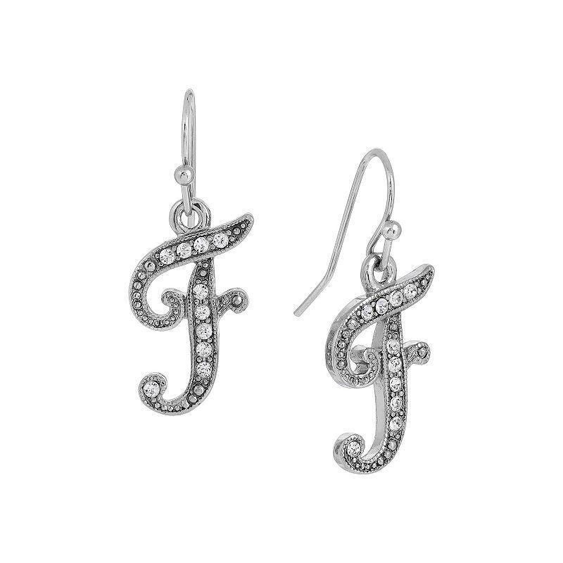 2028 Silver Tone Crystal Initial Wire Earring Product Image