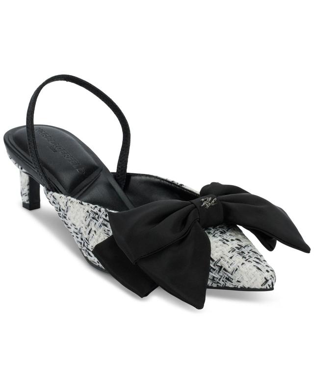 Karl Lagerfeld Paris Womens Sharla Bow Slingback Pumps - White/ Product Image