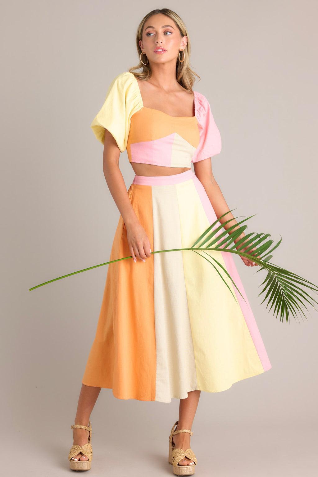 Sherbet Dreams Pastel Multi Midi Skirt Product Image