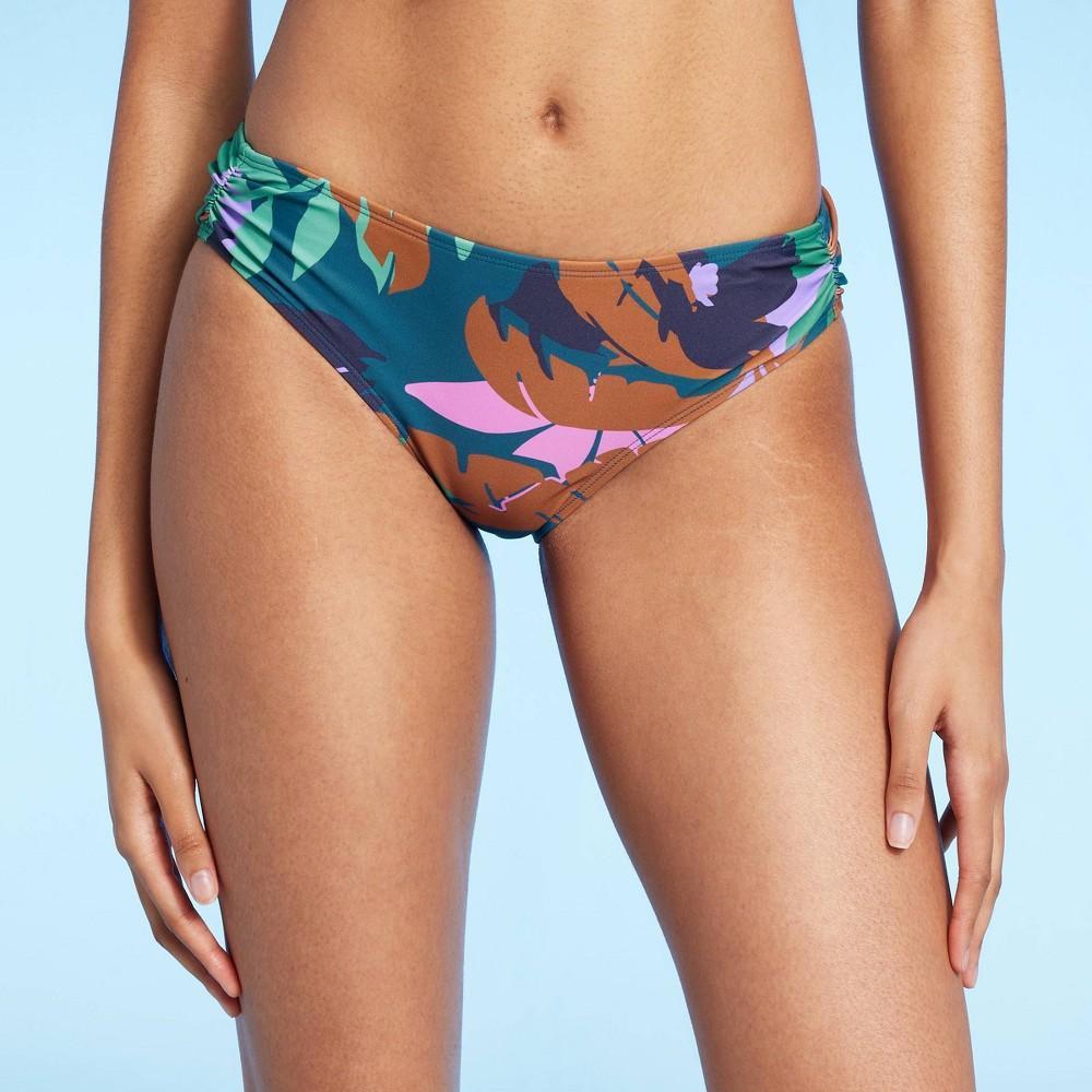 Womens Shirred Medium Coverage Hipster Bikini Bottom - Shade & Shore Multi Floral Print Product Image