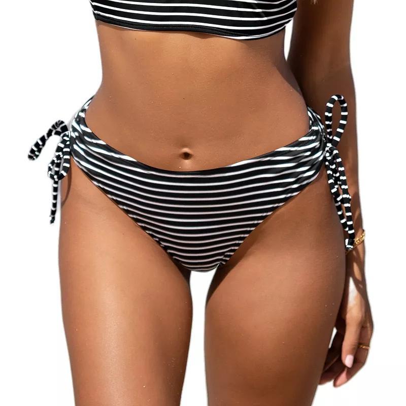 Womens CUPSHE Striped Side Tie Shirred Hipster Bikini Bottoms Product Image