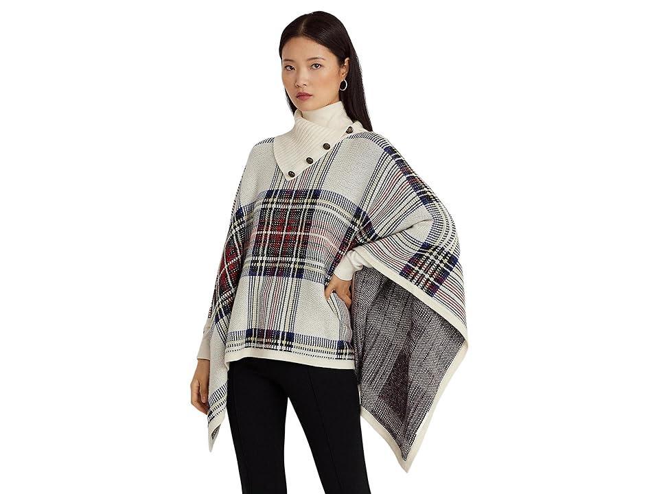 Lauren Ralph Lauren Checked Plaid Wool Blend Poncho Product Image