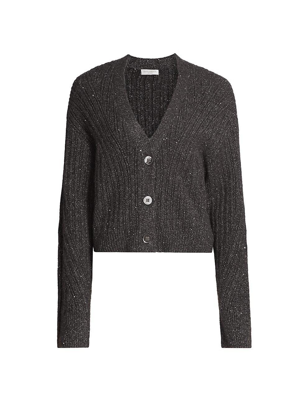 Womens Cornelius Metallic Rib-Knit V-Neck Cardigan product image