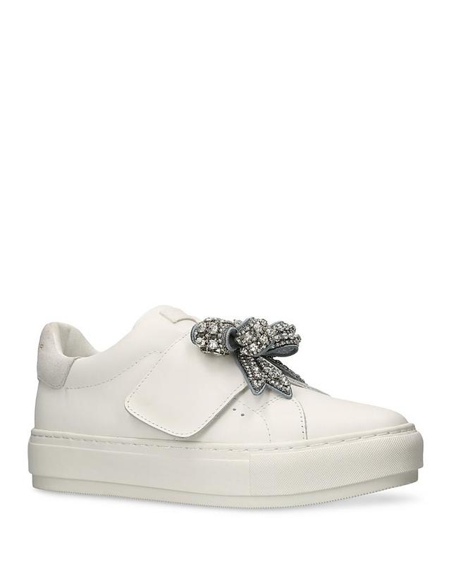 Kurt Geiger London Laney Eagle Head Crystal Bow Leather Platform Sneakers Product Image