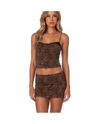 Edikted Womens Edin Leopard Print Mesh Bra Top product image