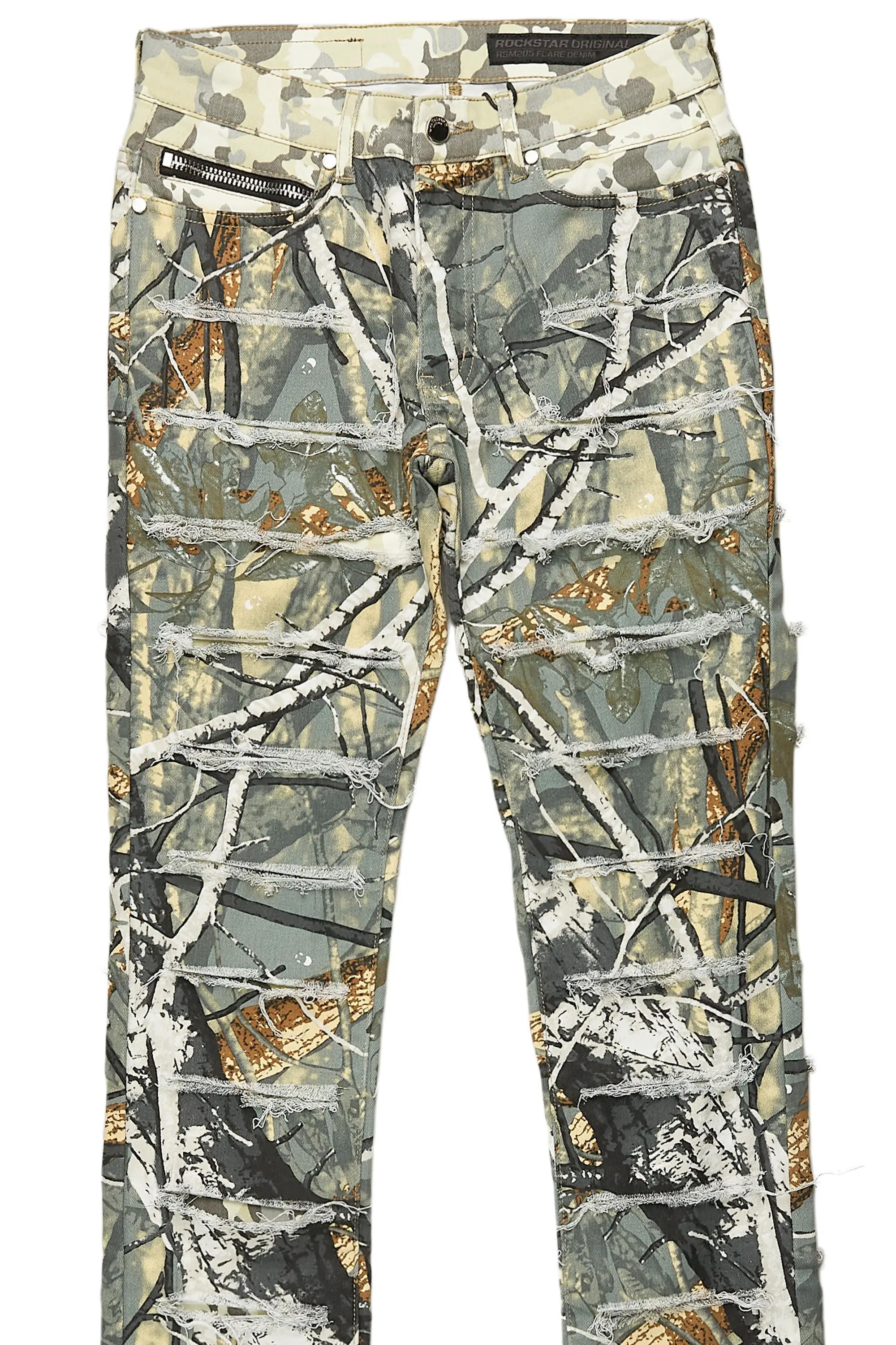 Miguelo Tree Camo Stacked Flare Jean Male Product Image