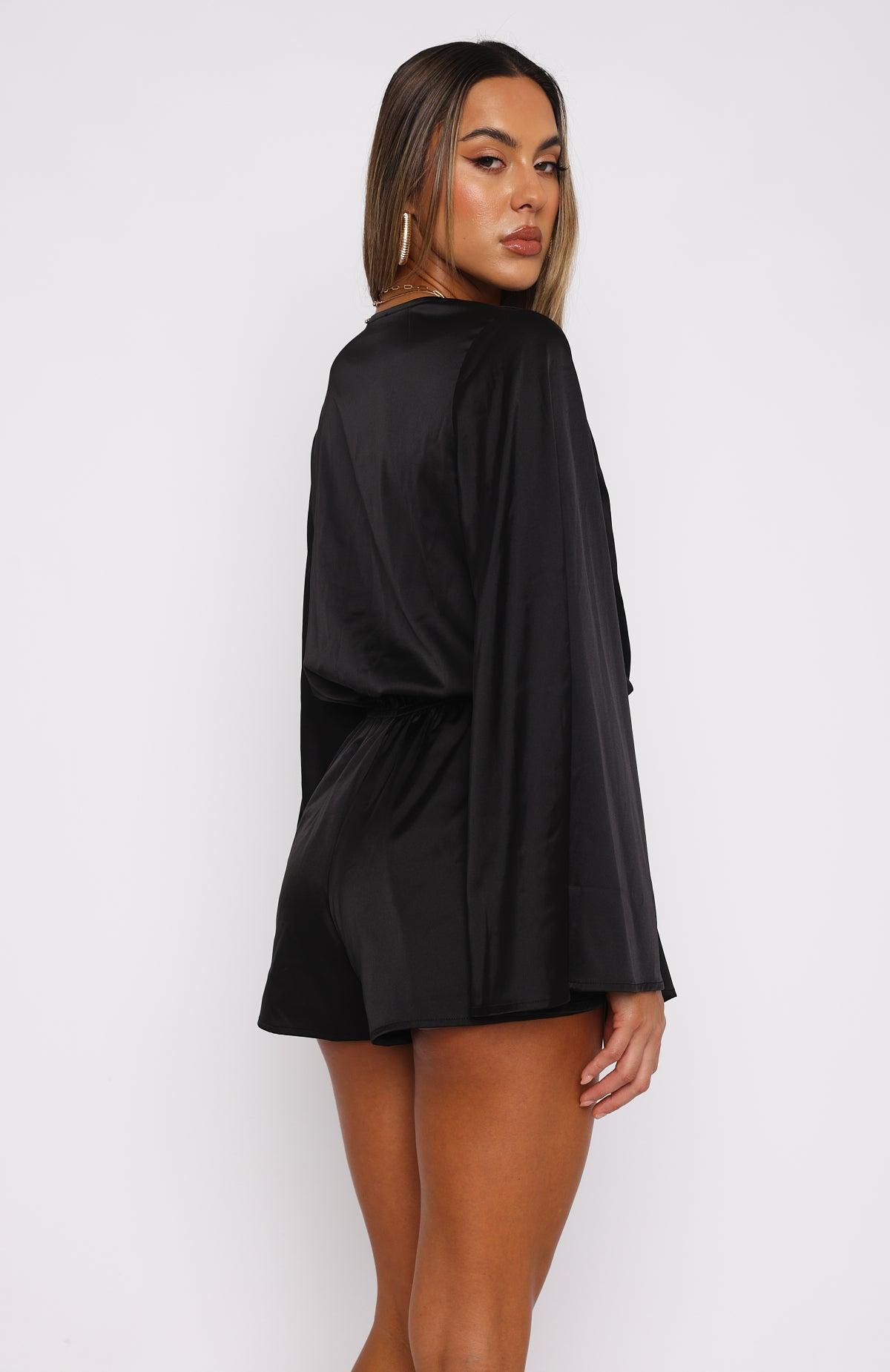 Old Rules Long Sleeve Playsuit Black Product Image