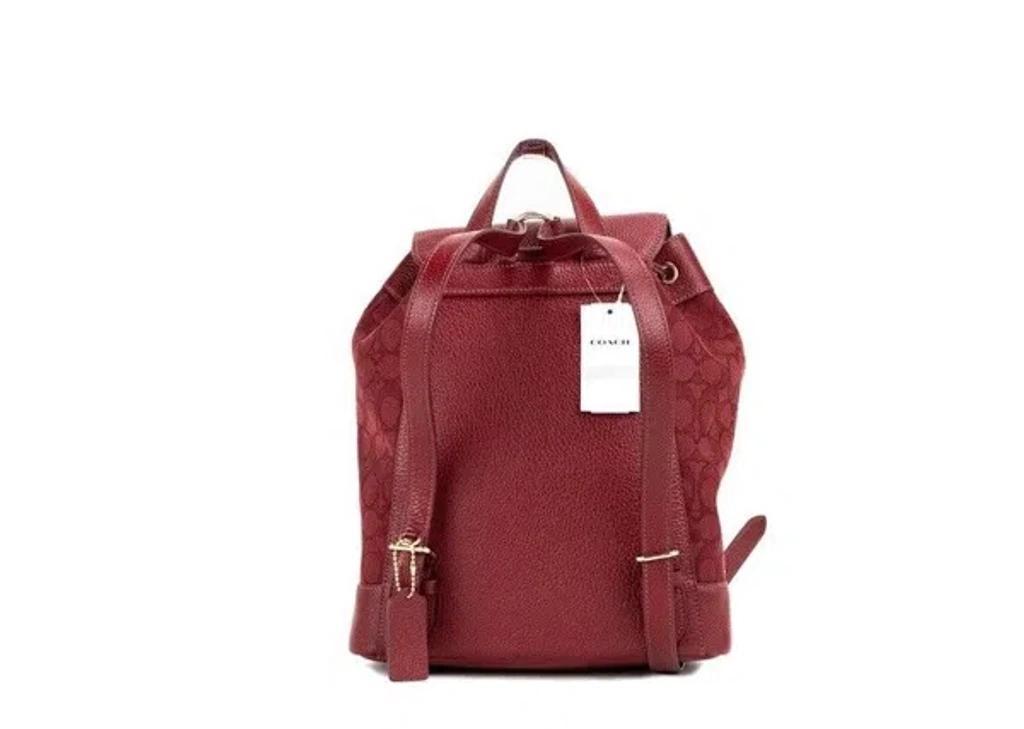 COACH Dempsey Red Apple Signature Jacquard Canvas Logo Patch Backpack Product Image