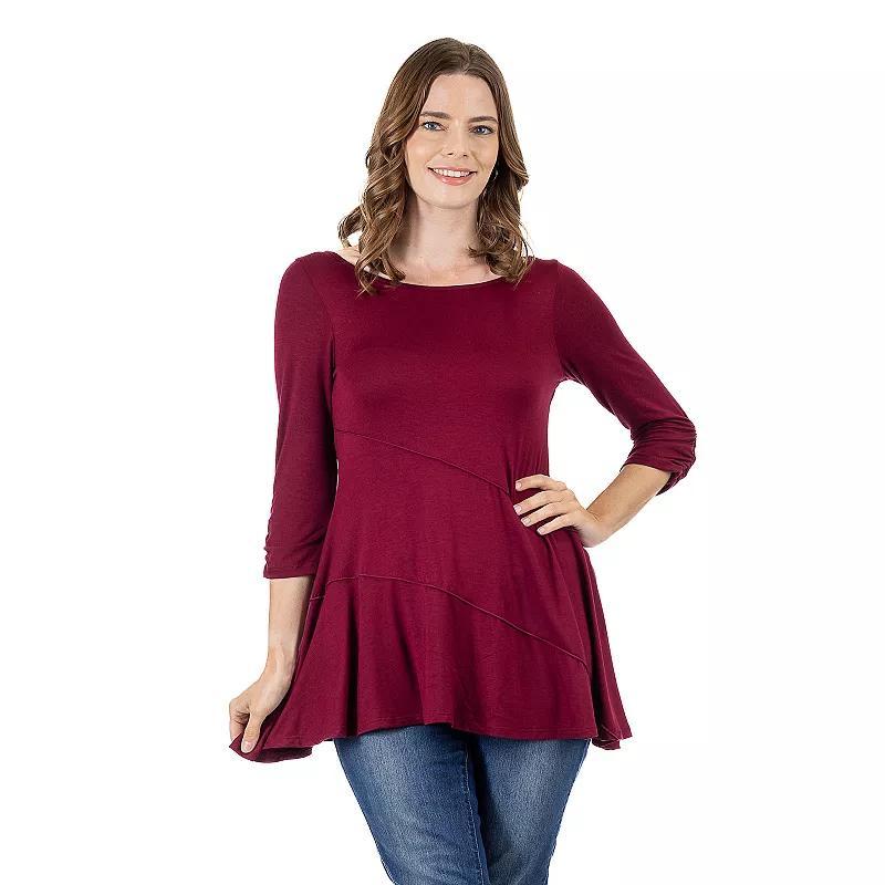 Womens 24Seven Comfort Apparel Ruched Swing Tunic Top Red Product Image