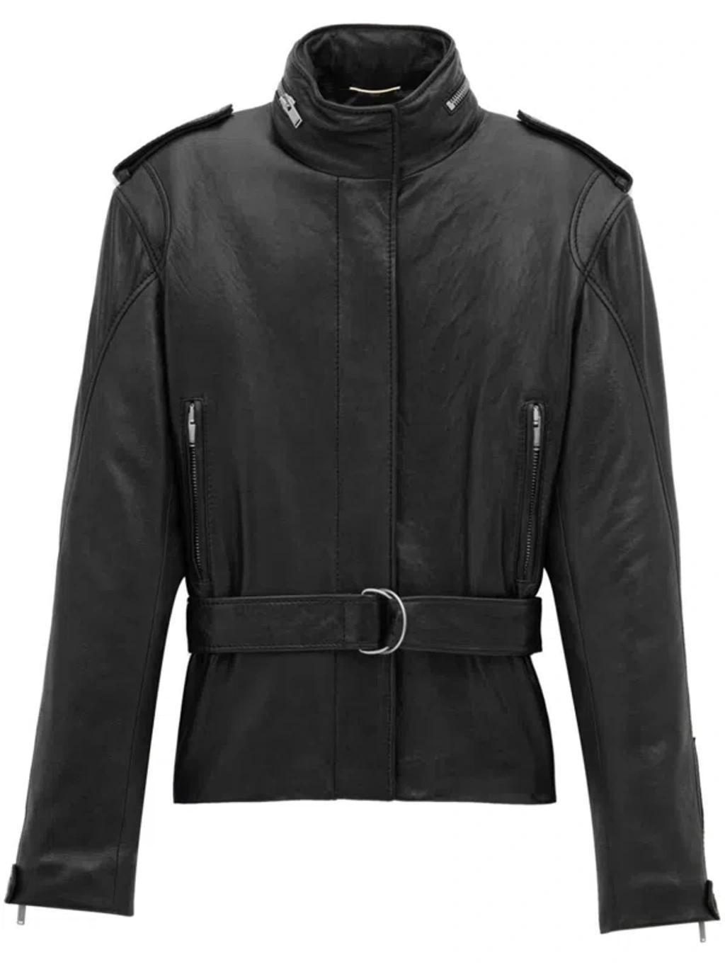 SAINT LAURENT Leather Jacket In Black Product Image