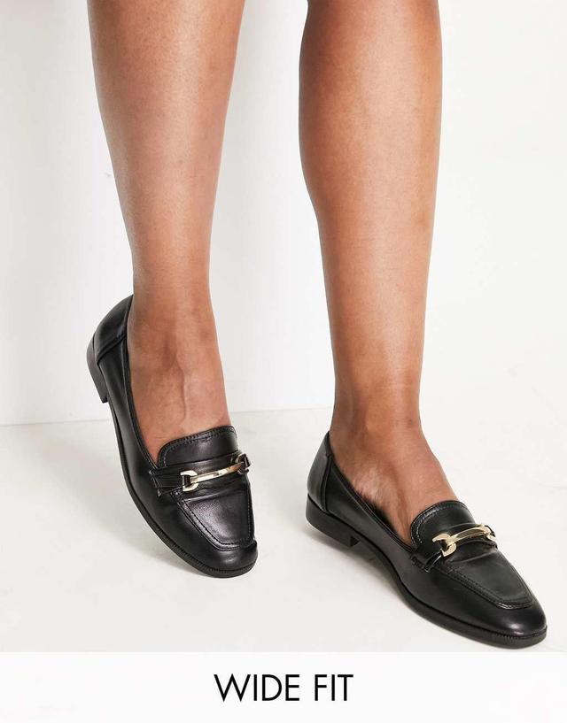 ASOS DESIGN Wide Fit Verity loafer flat shoes with trim Product Image