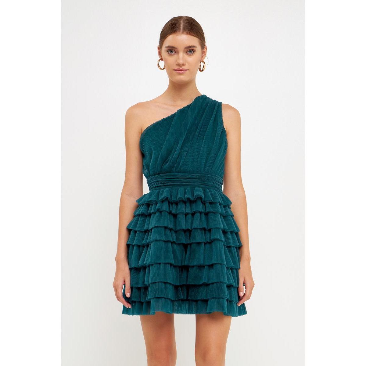 Womens Tiered Tulle Mini Dress Product Image