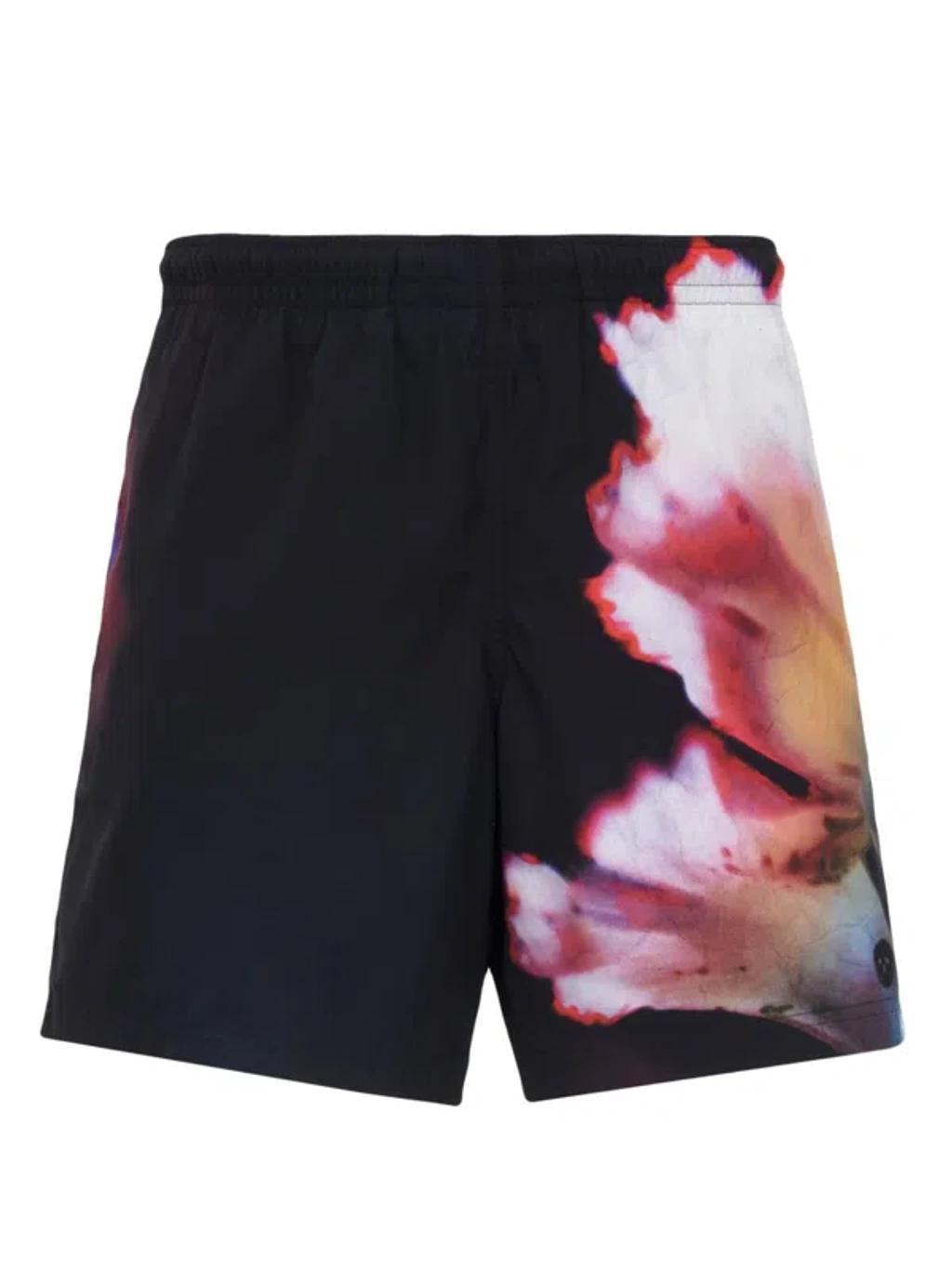 Solarized Floral Print Swim Shorts In Black Product Image