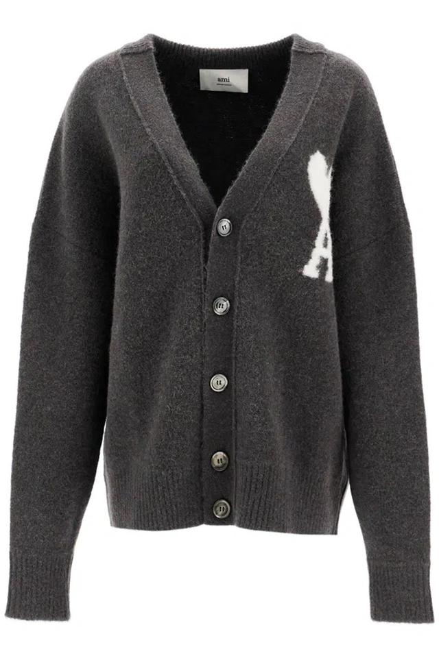 Ami De Coeur Boxy Cardigan In Gris Fonce (grey) Product Image