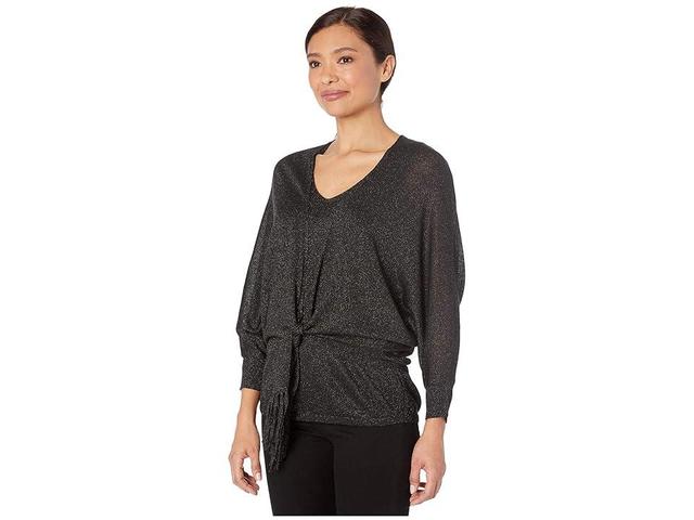 NIC+ZOE Gleaming Tie Cardigan Onyx) Women's Clothing Product Image