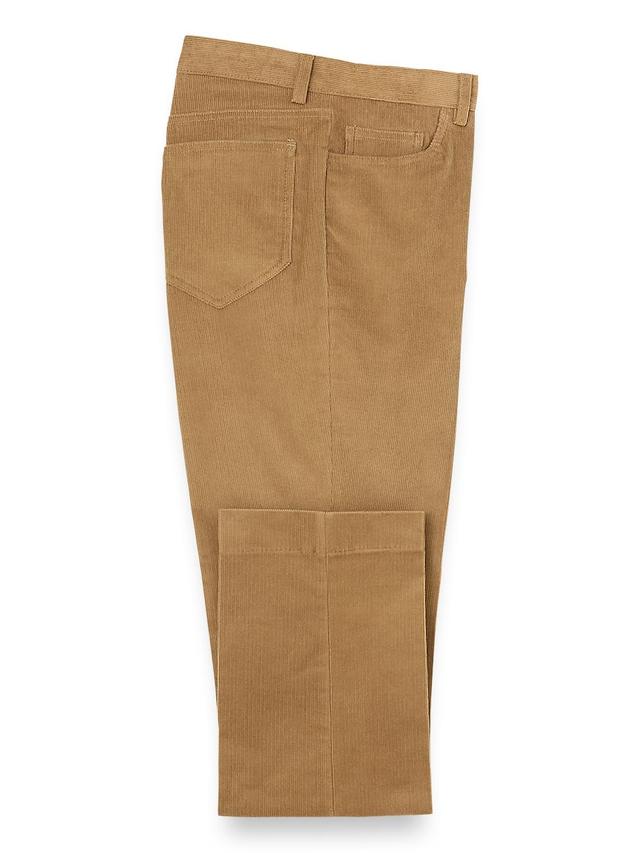 Cotton Blend Corduroy Five Pocket Pants - Tan Product Image