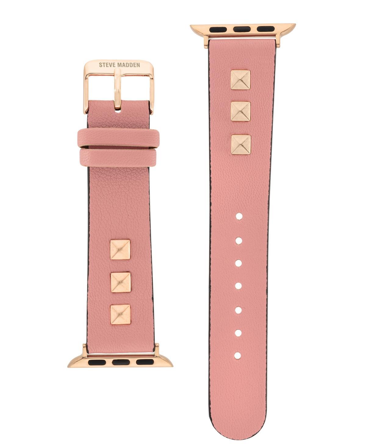 Steve Madden Womens Pink Faux Leather Stud Accented Band Compatible with 42/44/45/Ultra/Ultra 2 Apple Watch - Pink Product Image