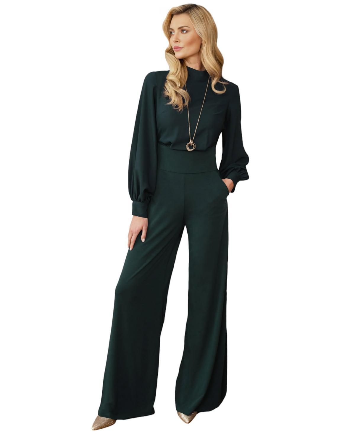 Hotsquash London Womens Blouson Sleeve Wide Leg Jumpsuit Product Image